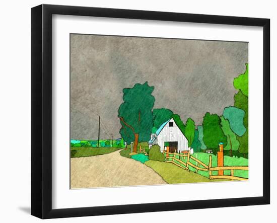 Rainy Season on the Farm-Ynon Mabat-Framed Art Print