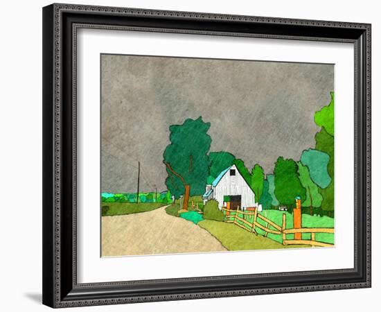 Rainy Season on the Farm-Ynon Mabat-Framed Art Print