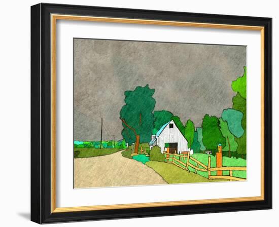 Rainy Season on the Farm-Ynon Mabat-Framed Art Print