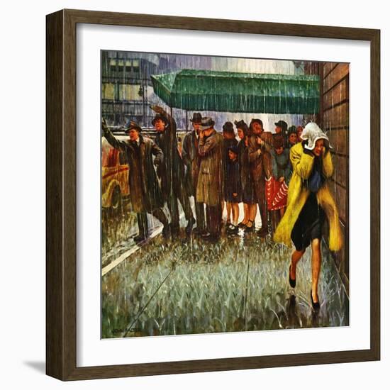 "Rainy Wait for a Cab," March 29, 1947-John Falter-Framed Giclee Print