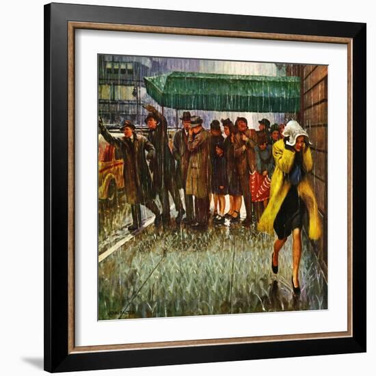 "Rainy Wait for a Cab," March 29, 1947-John Falter-Framed Giclee Print