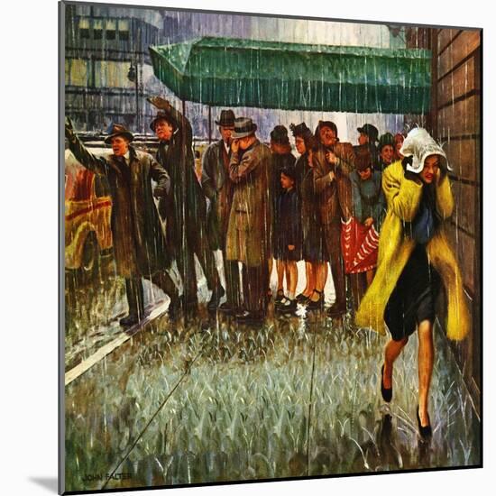 "Rainy Wait for a Cab," March 29, 1947-John Falter-Mounted Giclee Print