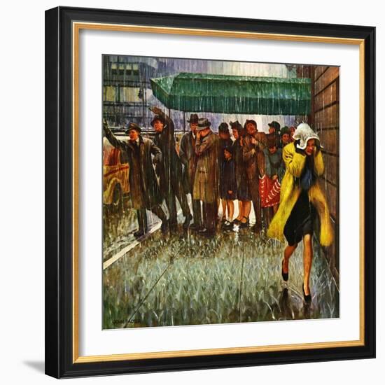 "Rainy Wait for a Cab," March 29, 1947-John Falter-Framed Giclee Print