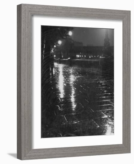 Rainy Wet Sidewalk at Night, London-Emil Otto Hoppé-Framed Photographic Print