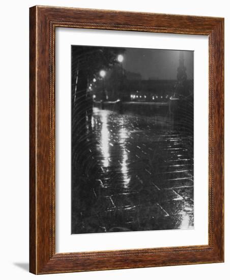 Rainy Wet Sidewalk at Night, London-Emil Otto Hoppé-Framed Photographic Print