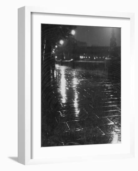 Rainy Wet Sidewalk at Night, London-Emil Otto Hoppé-Framed Photographic Print