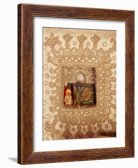 Raised Mud Reliefs Inlaid with Mirror on the Walls in Modern Home-John Henry Claude Wilson-Framed Photographic Print