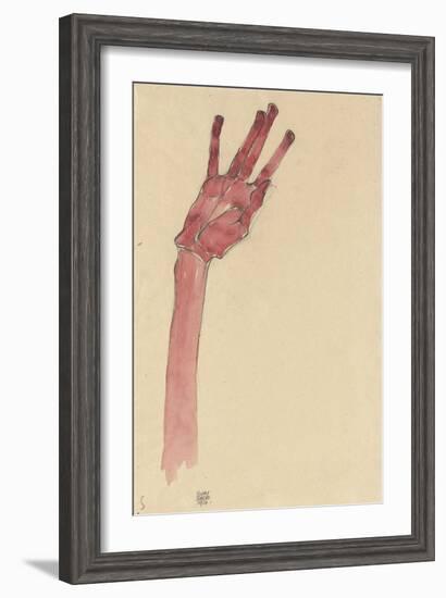 Raised Red Hand, 1910-Egon Schiele-Framed Giclee Print