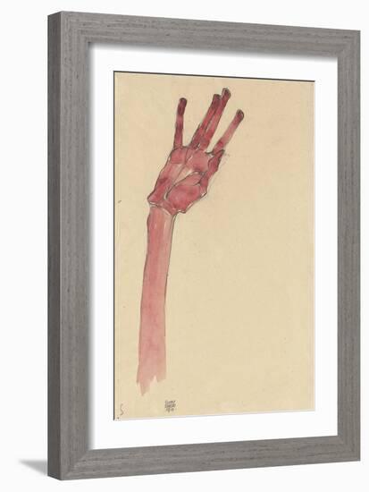 Raised Red Hand, 1910-Egon Schiele-Framed Giclee Print