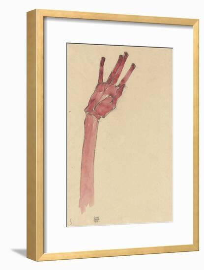 Raised Red Hand, 1910-Egon Schiele-Framed Giclee Print