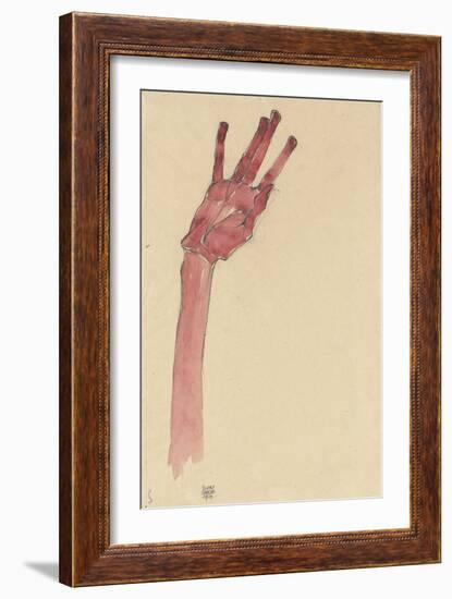 Raised Red Hand, 1910-Egon Schiele-Framed Giclee Print