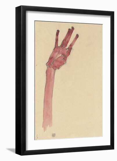 Raised Red Hand, 1910-Egon Schiele-Framed Giclee Print