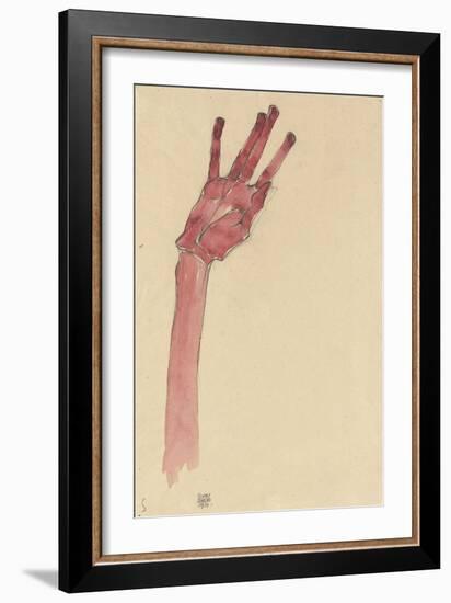 Raised Red Hand, 1910-Egon Schiele-Framed Giclee Print