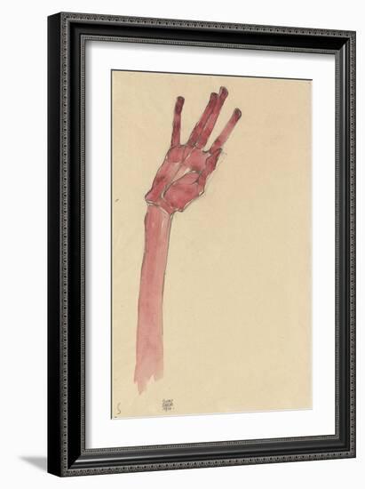 Raised Red Hand, 1910-Egon Schiele-Framed Giclee Print