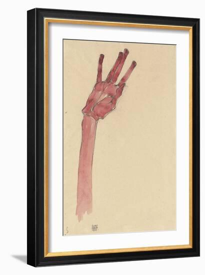 Raised Red Hand, 1910-Egon Schiele-Framed Giclee Print
