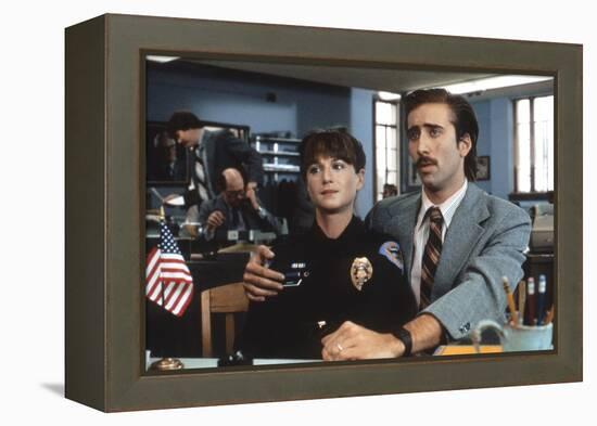 RAISIN ARIZONA, 1987 directed by JOEL AND ETHAN COEN Holly Hunter and Nicolas Cage (photo)-null-Framed Stretched Canvas