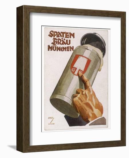 Raising a Seidel of Frothy Spaten-Brau-Ludwig Hohlwein-Framed Photographic Print