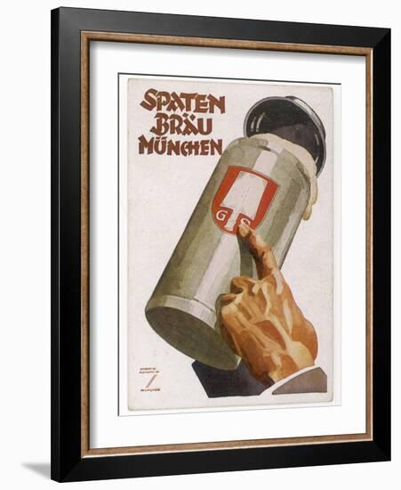 Raising a Seidel of Frothy Spaten-Brau-Ludwig Hohlwein-Framed Photographic Print