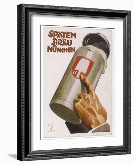 Raising a Seidel of Frothy Spaten-Brau-Ludwig Hohlwein-Framed Photographic Print