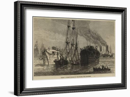 Raising a Sunken Indiaman in the Thames, Near Gravesend-null-Framed Giclee Print