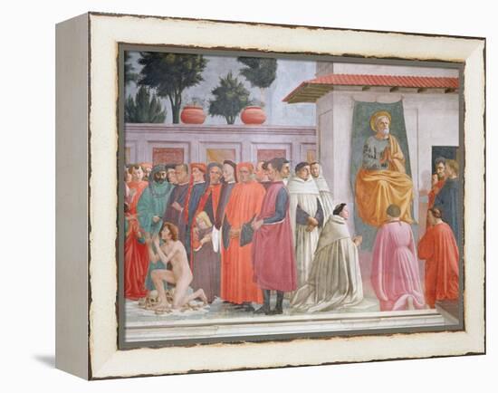 Raising of the Son of Theophilus and St Peter Enthroned-Filippino Lippi-Framed Premier Image Canvas