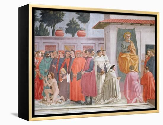 Raising of the Son of Theophilus and St Peter Enthroned-Filippino Lippi-Framed Premier Image Canvas