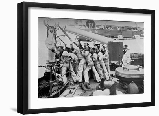 Raising the Anchor on the Forecastle of the Battleship HMS Majestic, 1896-Gregory & Co-Framed Giclee Print