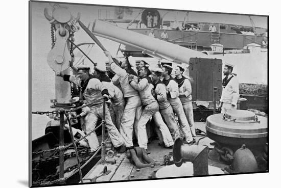 Raising the Anchor on the Forecastle of the Battleship HMS Majestic, 1896-Gregory & Co-Mounted Giclee Print