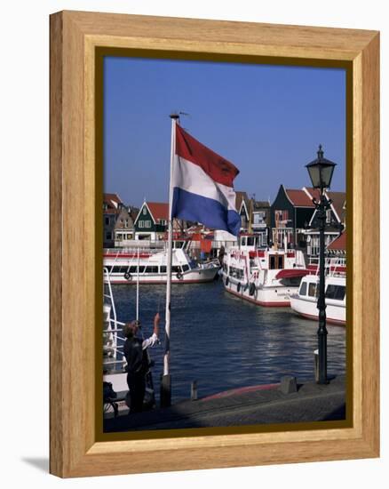 Raising the Dutch Flag by the Harbour, Volendam, Ijsselmeer, Holland-I Vanderharst-Framed Premier Image Canvas