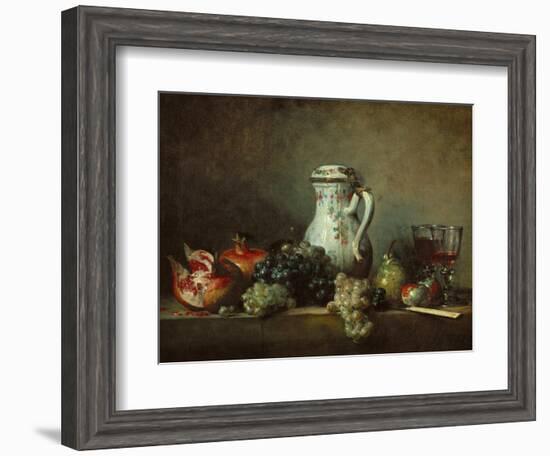 Raisins, Pomegranates and Coffee-Pot-Jean-Baptiste Simeon Chardin-Framed Giclee Print