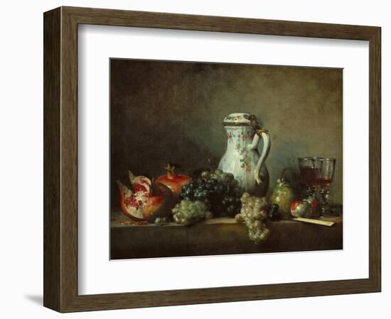 Raisins, Pomegranates and Coffee-Pot-Jean-Baptiste Simeon Chardin-Framed Giclee Print