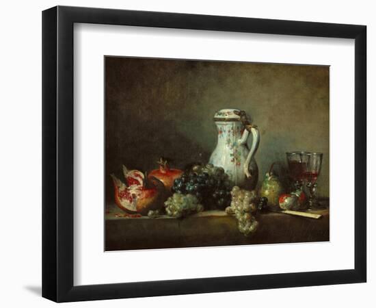 Raisins, Pomegranates and Coffee-Pot-Jean-Baptiste Simeon Chardin-Framed Giclee Print