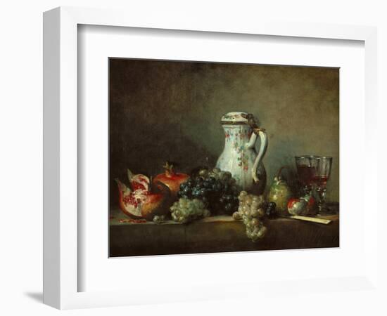 Raisins, Pomegranates and Coffee-Pot-Jean-Baptiste Simeon Chardin-Framed Giclee Print