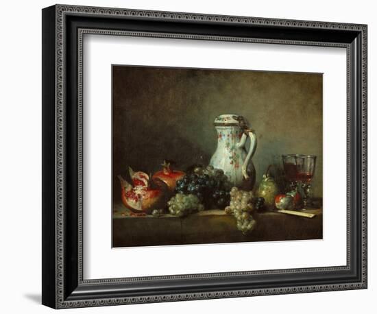 Raisins, Pomegranates and Coffee-Pot-Jean-Baptiste Simeon Chardin-Framed Giclee Print