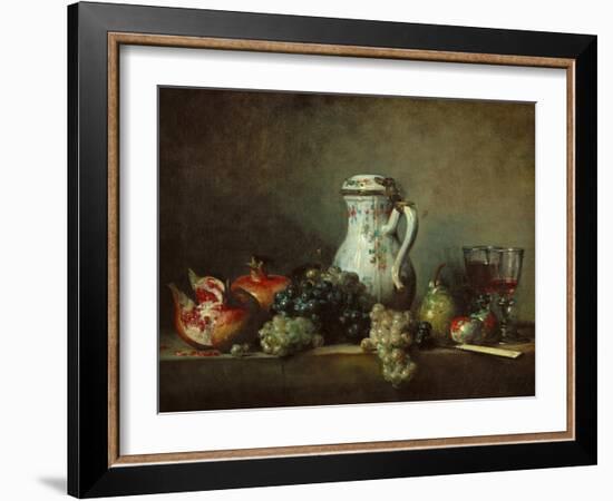 Raisins, Pomegranates and Coffee-Pot-Jean-Baptiste Simeon Chardin-Framed Giclee Print