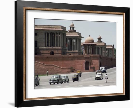 Raj Path Leading to the Parliament Building, New Delhi, Delhi, India-Christopher Rennie-Framed Photographic Print