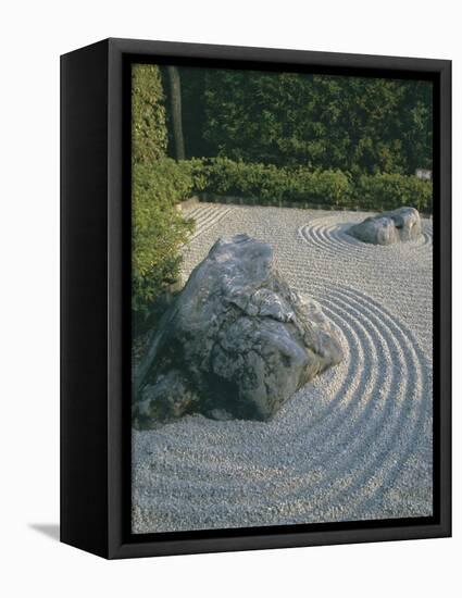 Raked Stone Garden, Taizo-In Temple, Kyoto, Honshu, Japan-Michael Jenner-Framed Premier Image Canvas