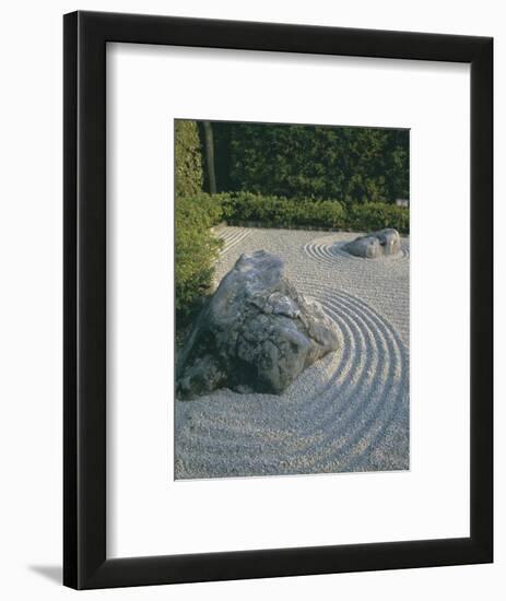 Raked Stone Garden, Taizo-In Temple, Kyoto, Honshu, Japan-Michael Jenner-Framed Photographic Print