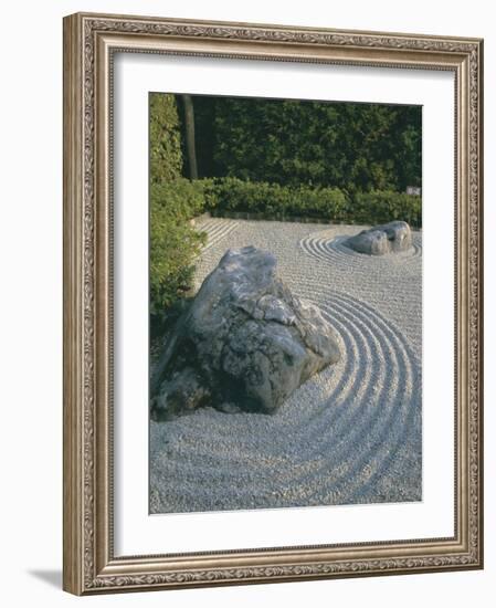 Raked Stone Garden, Taizo-In Temple, Kyoto, Honshu, Japan-Michael Jenner-Framed Photographic Print