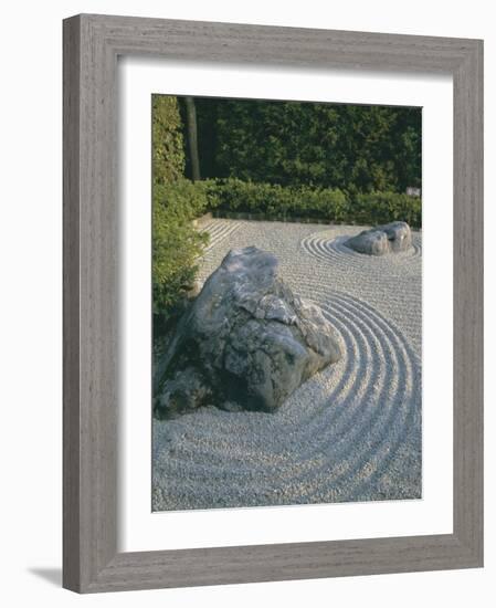 Raked Stone Garden, Taizo-In Temple, Kyoto, Honshu, Japan-Michael Jenner-Framed Photographic Print