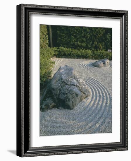 Raked Stone Garden, Taizo-In Temple, Kyoto, Honshu, Japan-Michael Jenner-Framed Photographic Print