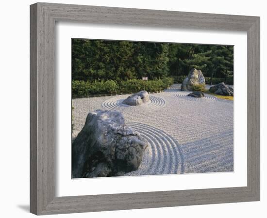 Raked Stone Garden, Taizo-In Temple, Kyoto, Japan-Michael Jenner-Framed Photographic Print