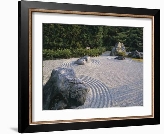 Raked Stone Garden, Taizo-In Temple, Kyoto, Japan-Michael Jenner-Framed Photographic Print