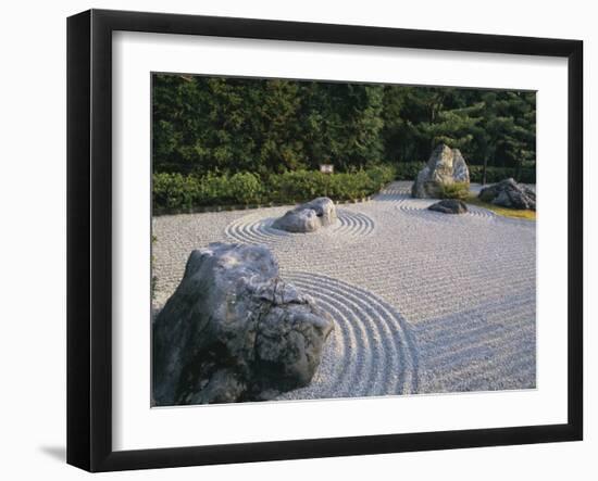 Raked Stone Garden, Taizo-In Temple, Kyoto, Japan-Michael Jenner-Framed Photographic Print