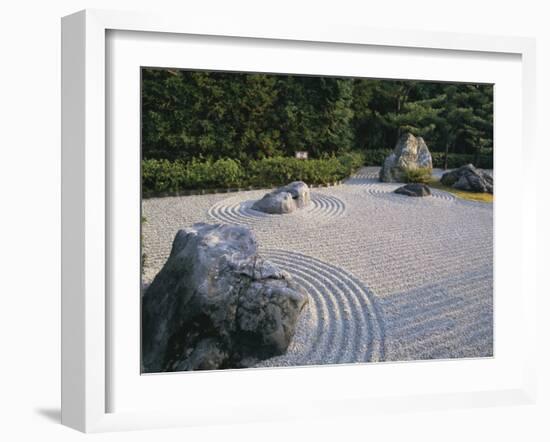 Raked Stone Garden, Taizo-In Temple, Kyoto, Japan-Michael Jenner-Framed Photographic Print