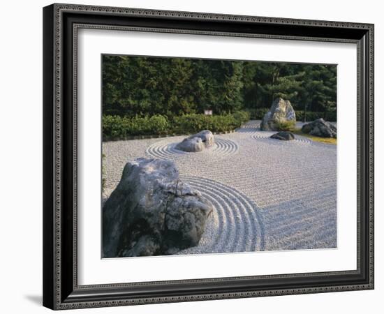 Raked Stone Garden, Taizo-In Temple, Kyoto, Japan-Michael Jenner-Framed Photographic Print