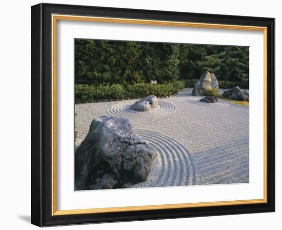 Raked Stone Garden, Taizo-In Temple, Kyoto, Japan-Michael Jenner-Framed Photographic Print