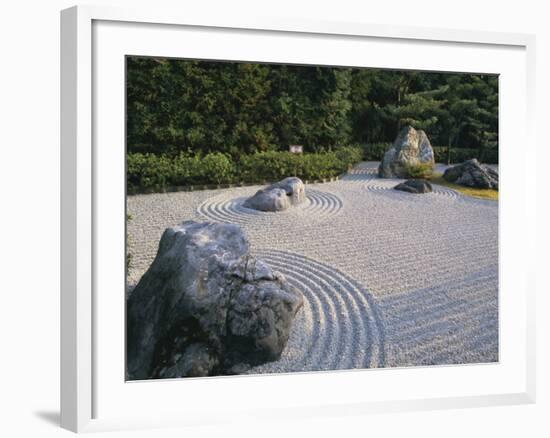 Raked Stone Garden, Taizo-In Temple, Kyoto, Japan-Michael Jenner-Framed Photographic Print