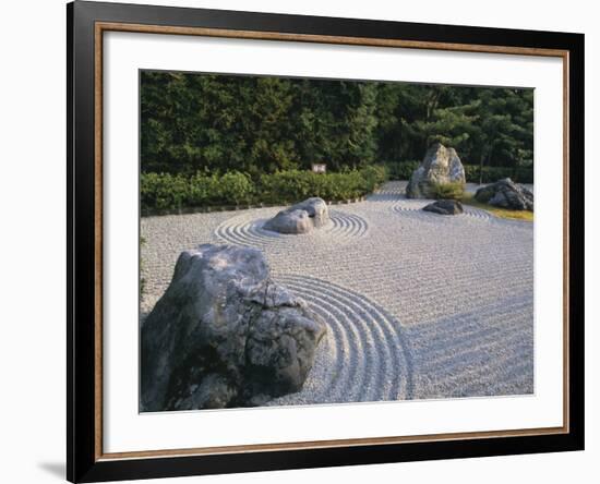 Raked Stone Garden, Taizo-In Temple, Kyoto, Japan-Michael Jenner-Framed Photographic Print