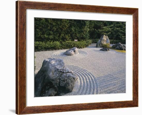 Raked Stone Garden, Taizo-In Temple, Kyoto, Japan-Michael Jenner-Framed Photographic Print